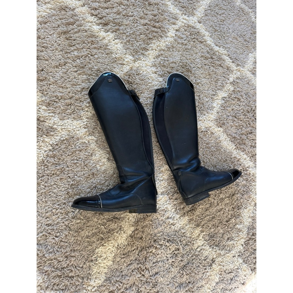 Kingsley Olbia Dressage Boots Black Equestrian Boots Patent Trim Women's Size 39